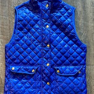 J. Crew Quilted Vest in Shiny Blue